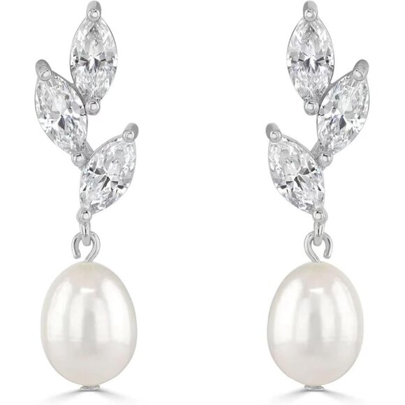 Women's Lightweight Pearl Drop Dangle Earrings Elegant Casual Jewelry - Picture 1 of 9